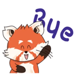 ✋ bff75e19 Bye 여우, 동물, 안녕, 바이, 귀여운, 만화, 손 흔드는 telegram sticker