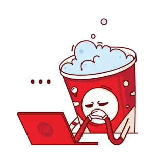 🧐 634fcc83 popcorn, laptop, tired, cartoon, digital, emoji, streaming telegram sticker