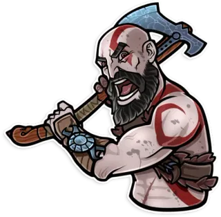 😠 e17789c3 Kratos God of War топор, бог, война, злой, оружие, персонаж whatsapp sticker