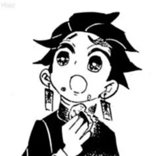 😮 0ab178a8 Tanjiro Kamado Demon Slayer 动漫, 漫画, 鬼灭之刃, 灶门炭治郎, 角色, 吃 whatsapp sticker