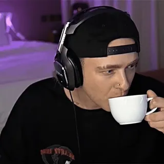 ☕️ 7f0e8137 personne, homme, boire, tasse, écouteurs, intérieur telegram sticker