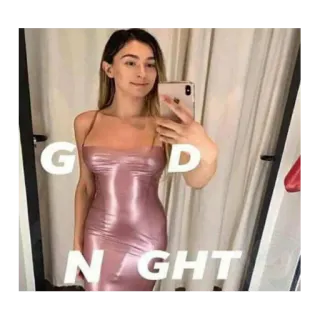 😴 68a1852b GOOD NIGHT selamat malam, wanita, gaun, selfie whatsapp sticker