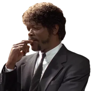 🤔 79fd1652 Jules Winnfield Pulp Fiction Samuel L. Jackson, Jules, Pulp Fiction, pensif, contemplatif, film, personnage whatsapp sticker