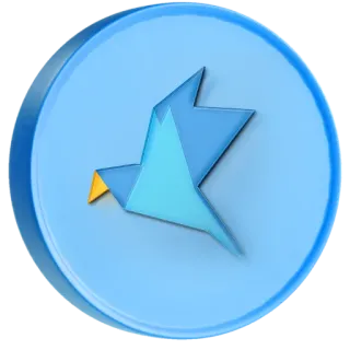 😍 6473ef40 Vogel, Papiervogel, Origami, Geometrisch, Himmelblau, Fliegend, Aufkleber whatsapp sticker