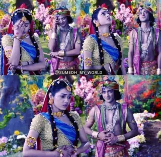 😃 6ffba888 @SUMEDH_MY_WORLD indisch, hinduistisch, Radha, Krishna, Paar, Liebe, traditionell telegram sticker