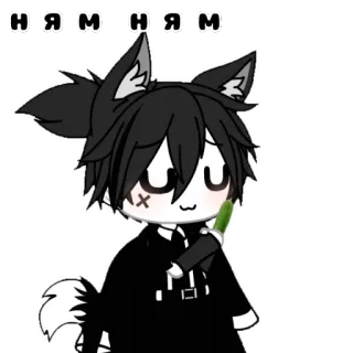 🥒 14bf7861 ням ням kocurek, anime, manga, jedzenie, czarno-białe whatsapp sticker