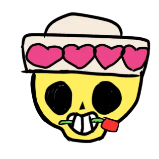 💀 52724b67 crâne, coeurs, dessin animé, rose, amour, Saint-Valentin telegram sticker
