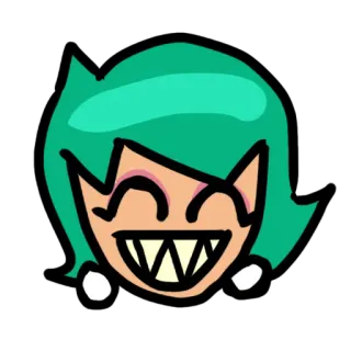 🥒 6e32c176 Dessin animé, Personnage, Cheveux verts, Visage souriant, Illustration, Art numérique telegram sticker