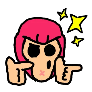 🏳️‍🌈 6fd68aa4 pointage, pistolet à doigt, dessin animé, étoiles, animation, cheveux roses telegram sticker