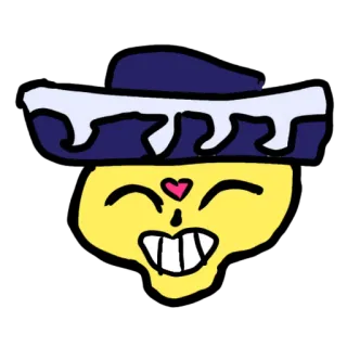💀 89e43c8b Crâne, Dessin animé, Sombrero, Jaune, Mignon, Autocollant, Crâne souriant telegram sticker