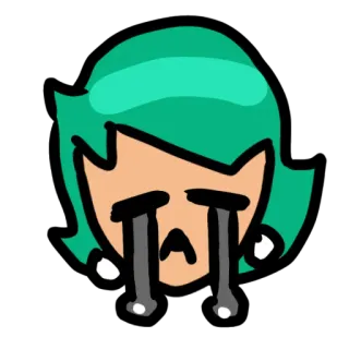 🥒 984bb419 pleurer, triste, larmoyant, émotionnel, dessin animé, cheveux verts, émotion telegram sticker