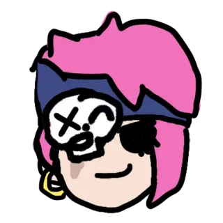 🏳️‍⚧️ c370be3f Dessin animé, Personnage, Pirate, Drôle, Cheveux roses, Cache-œil, Crâne, Gribouillage telegram sticker