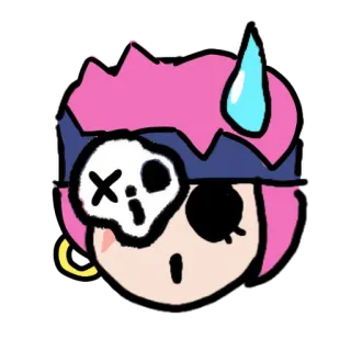 🏳️‍⚧️ de01797e pirate, dessin animé, crâne, sueur, nerveux, personnage, autocollant telegram sticker