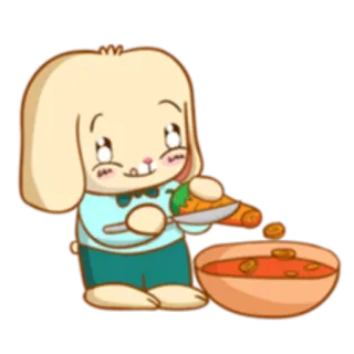 🥕 908456e3 กระต่าย, การ์ตูน, ทำอาหาร, อาหาร, น่ารัก telegram sticker