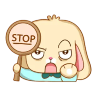 ❌ b527561f STOP กระต่าย, หยุด, ป้าย, การ์ตูน, เตือน, น่ารัก, ภาพประกอบ telegram sticker