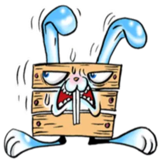 🙁 4f5cdec2 królik, skrzynia, kreskówka, pot, zdenerwowany, niespokojny telegram sticker