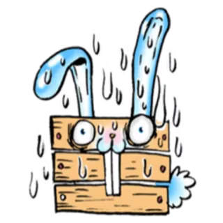 😓 5f22a6d1 kreskówka, ilustracja, królik, spocony, zestresowany, drewno telegram sticker