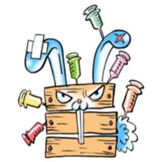 💉 83cf02fe królik, przemoc, strzykawki, narkotyki, kreskówka, królik, medyczny telegram sticker