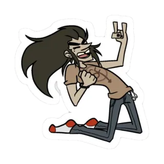 🎸 624cee41 การ์ตูน, ร็อค, ท่าทาง, มีความสุข, ร็อคออน telegram sticker