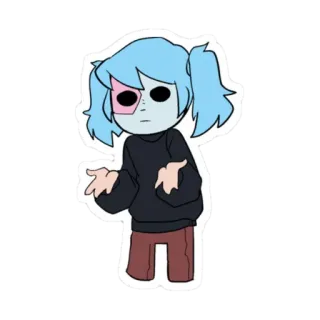 🎸 64188fe3 Sal Fisher Sally Face แซลลี่เฟซ, ตัวละคร, เกมอินดี้, ผมสีฟ้า, หน้ากากเทียม telegram sticker