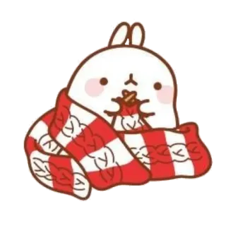 ☁️ 6fd46f1b molang, pui pui molcar, rabbit, scarf, winter, cute, kawaii telegram sticker