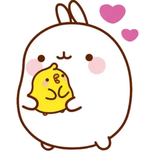 ☁️ 91f5bcac molang, pui pui, cartoon, cute, kawaii, bunny, friendship, hearts telegram sticker