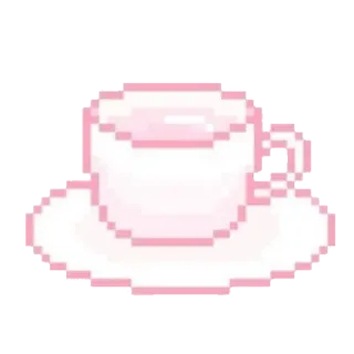 💞 a4f88b6d tea, cup, pink, pixel art, beverage telegram sticker