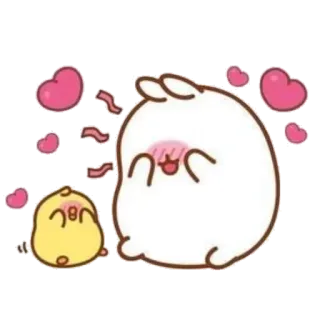 ☁️ b4214496 cute, cartoon, love, hearts, bunny, chick, kawaii telegram sticker