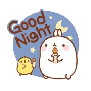 ☁️ de219649 Good Night good night, cartoon, cute, moon, stars, animal telegram sticker