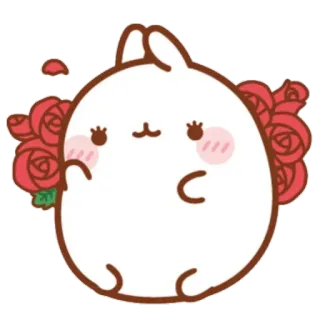 ☁️ ec21f095 Molang cute, rabbit, cartoon, roses, kawaii, molang telegram sticker
