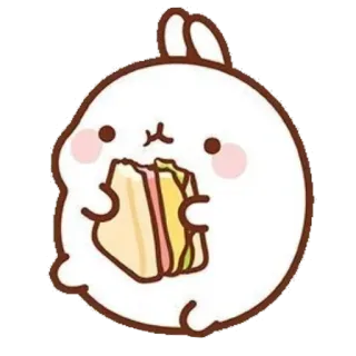 ☁️ f90fbb89 Molang, cute, cartoon, rabbit, sandwich, food telegram sticker