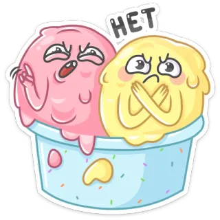🙅‍♀ 4680773c HET 아이스크림, 만화, 감정, 거절, 러시아어, 귀여운, 스티커 telegram sticker