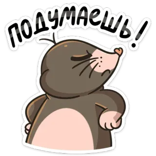 🤨 19c104ee ПОДУМАЕШЬ! 鼹鼠, 卡通, 动物 telegram sticker