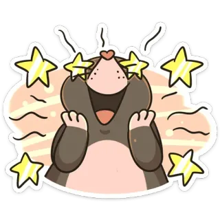 🤩 90d4e1c4 鼹鼠, 星星, 兴奋, 卡通, 动物, 快乐 telegram sticker