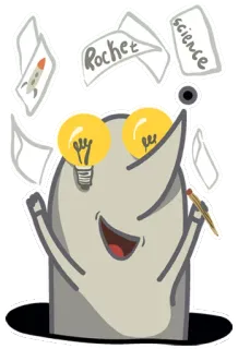 💡 0e6b26eb Rocket, science kreskówka, nosorożec, nauka, rakieta, żarówka, edukacja, pomysł, kreatywność telegram sticker