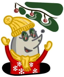 🎅 2ca7d691 zima, kreskówka, boże narodzenie, słodkie, płatki śniegu, kret, czapka, szalik telegram sticker