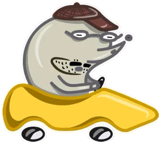 🚕 cb992285 kreskówka, kret, samochód, kierowca, okulary, kapelusz, animowany telegram sticker