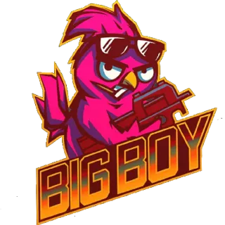 😄 9745544c BIGBOY pássaro, arma, desenho animado, óculos de sol telegram sticker