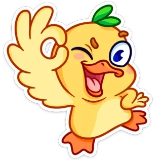 👌 26832fb9 утка, животное, мультфильм, милый, жест ОК, птица, позитивный whatsapp sticker