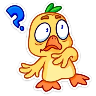 🤔 d6d9fa68 утка, вопрос, в замешательстве, животное, птица, мультфильм whatsapp sticker