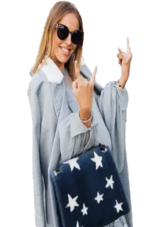 🤘 59ecc619 ผู้หญิง, นิ้วกลาง, แว่นกันแดด, กระเป๋า, ดาว, ท่าทางหยาบคาย telegram sticker