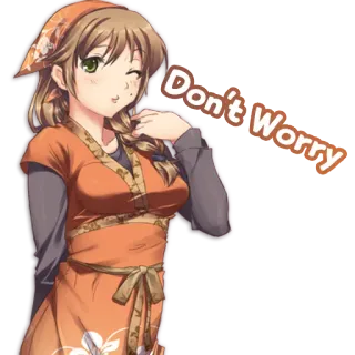 😘 090be4dc Don't Worry 动漫, 女孩, 眨眼, 友善, 鼓励 telegram sticker