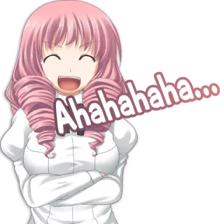 😂 168e2d72 Ahahahaha... 动漫, 女孩, 笑, 粉色头发, 可爱 telegram sticker