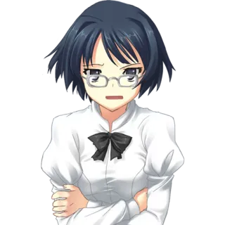 😒 35653091 动漫, 女人, 眼镜, 严肃 telegram sticker