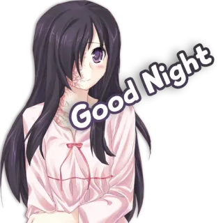 💤 446d5ba6 Good Night 动漫, 女孩, 夜晚, 睡觉, 晚安, 卡通 telegram sticker