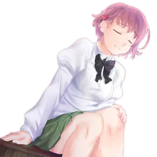 😞 5750b60e 动漫女孩, 校服, 坐着 telegram sticker