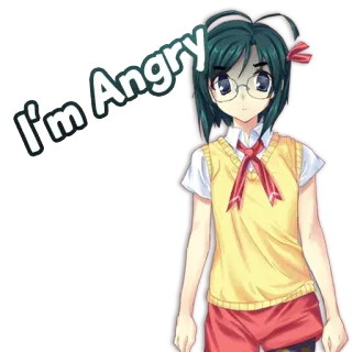 😠 97af5550 I'm Angry 动漫, 生气, 女孩, 女学生, 沮丧, 烦躁, 受挫, 青少年 telegram sticker