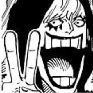 😉 57a77614 Anime, Manga, Nhân vật, Cười, Dấu hiệu hòa bình, Đen trắng telegram sticker