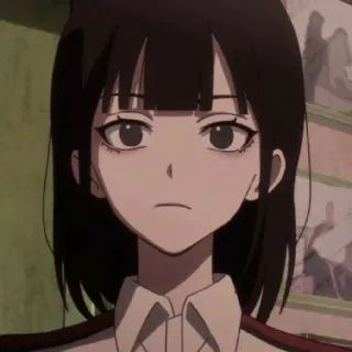 😕 02e3b3ff anime, chica, pelo oscuro, personaje telegram sticker