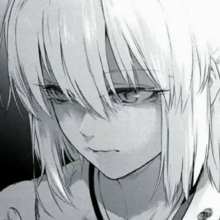 😕 b64451f4 Anime, Manga, Triste, Retrato, Blanco y negro, Personaje telegram sticker